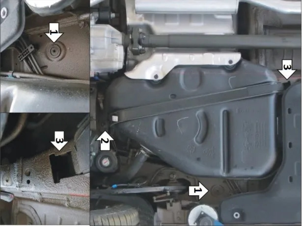 Защита Мотодор для топливного бака Hyundai Santa Fe IV 2018-2020 фото 3