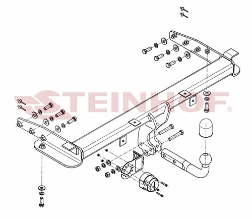 Фаркоп Steinhof для Toyota Aygo B10 (Mk.I) 2005-2014 / Peugeot 107 (Mk.I) 2005-2014 / Citroen C1 (Mk.I) 2005-2014 Шар А