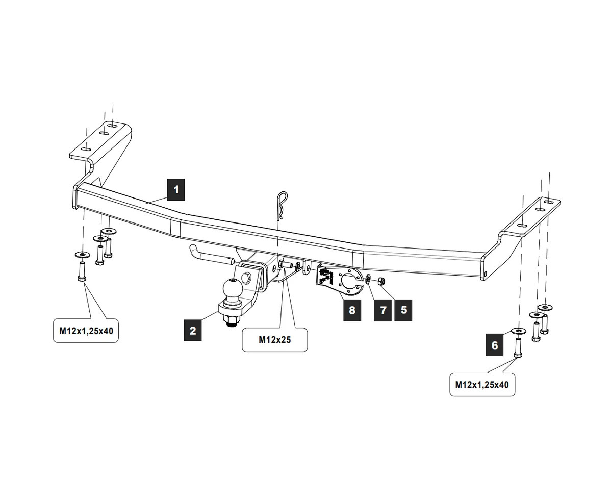 Фаркоп TowRus для Nissan Pathfinder R52 (Mk.IV) 2014-2021 /  Infiniti QX60 L50 (Mk.I) 2014-2021 /  Infiniti JX35 L50  2012-2014 Шар Е с антистуком