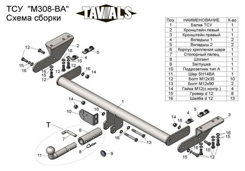 Фаркоп TAVIALS для Mazda CX-5