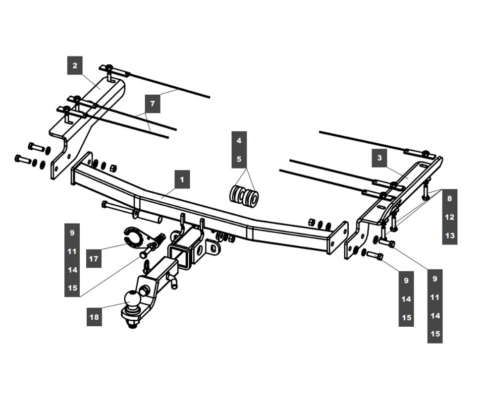 Фаркоп TowRus для Haval M6 (Mk.I) 2021- шар Е (система антистук)