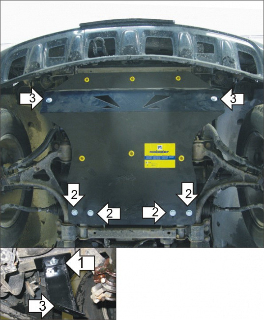 Защита Мотодор для картера, дифференциал передней оси Mercedes-Benz M-Класс (ML320/350) W163 1998-2005