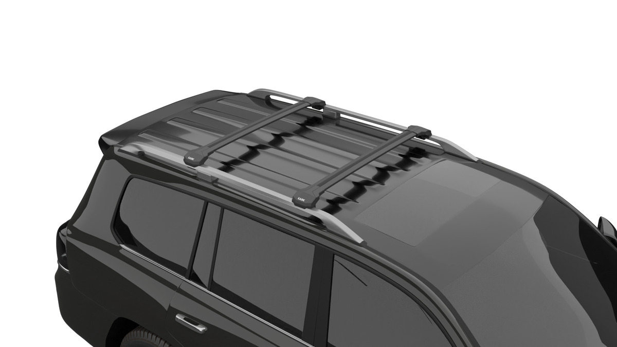 Багажник универсальный на высокие рейлинги LUX КОНДОР аэродинамические черные дуги фото 2