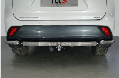 Фаркоп оцинкованный ТСС с накладкой с надписью Highlander для Toyota Highlander XU70 (Mk.IV) 2020- шар Е фото 2