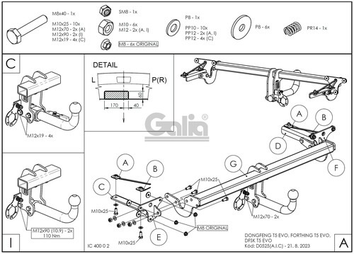Оцинкованный фаркоп GALIA для Forthing T5 Evo 2023- Шар А