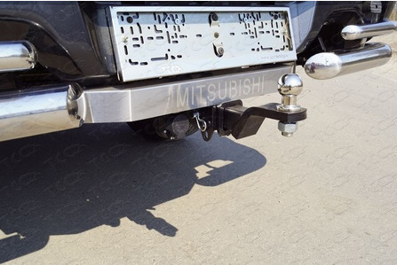  Фаркоп оцинкованный ТСС с накладкой с надписью Mitsubishi для Mitsubishi L200 KL (Mk.V) 2015-2023 шар Е фото 2