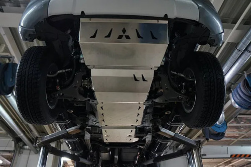 Защита алюминиевая АВС-Дизайн для картера, радиатора, РК и КПП Mitsubishi L200 V 2015-2022 (4 части)