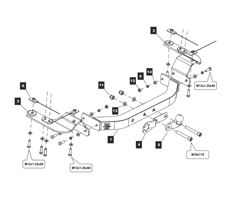 Фаркоп Baltex для Toyota Land Cruiser 200 (Mk.XI) 2007-2021/ Lexus LX (Mk. II, Mk.III) 2007-2022 шар F (нержавеющее покрытие)
