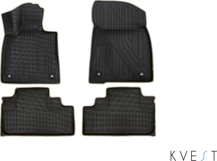 Коврики KVEST 3D для салона Lexus RX IV 2015-2022 Черный, бежевый кант