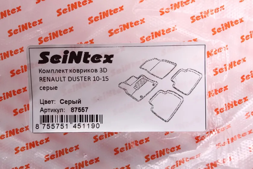 Коврики Seintex 3D ворсовые для салона Renault Duster I 2010-2015 Серые фото 2