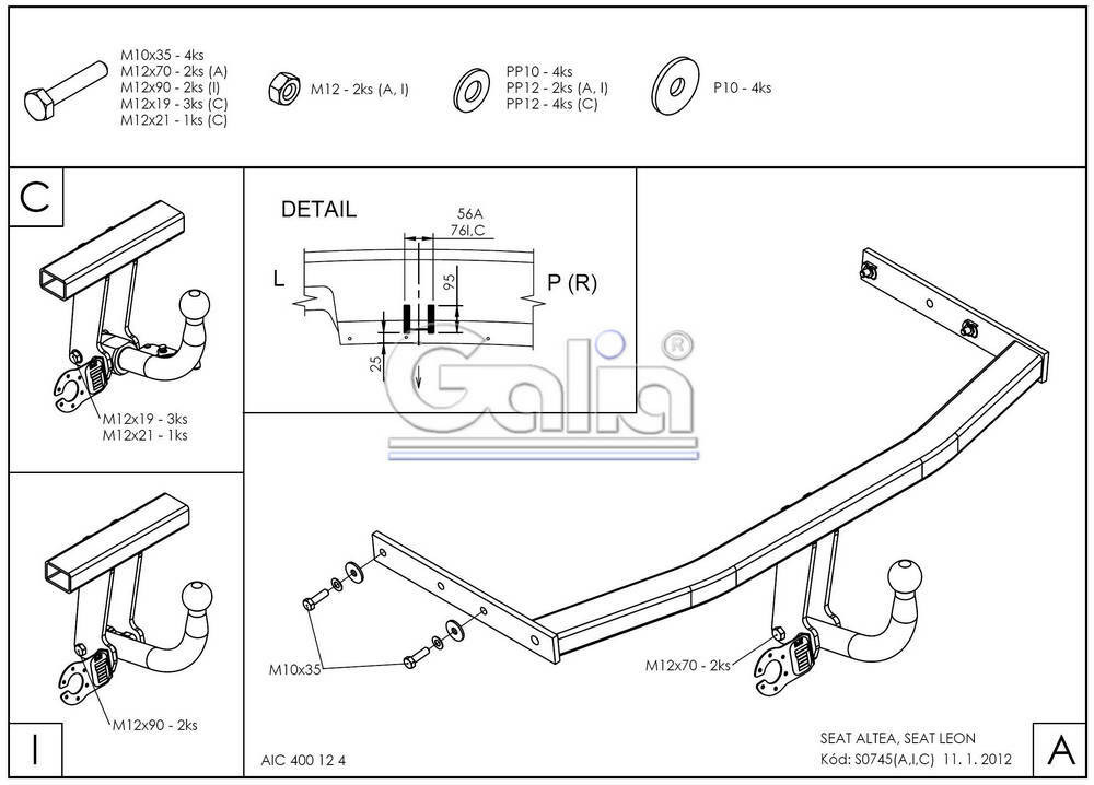 Фаркоп GALIA для SEAT Altea, SEAT Leon фото 2