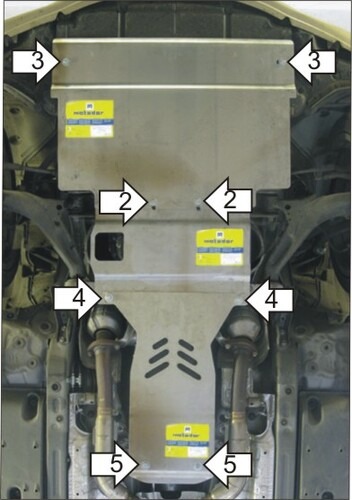 Защита алюминиевая Мотодор для картера, КПП и РК Lexus IS 250 2005-2012