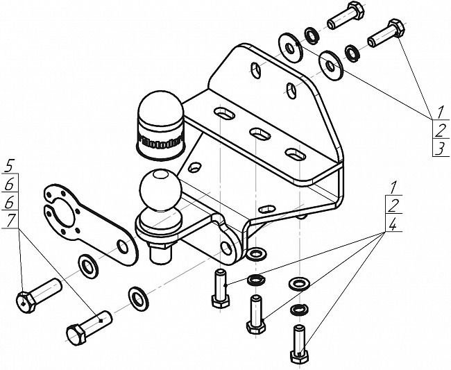 Фаркоп Motodor для Toyota Land Cruiser J300 (Mk.XII) 2021- шар FE фото 2