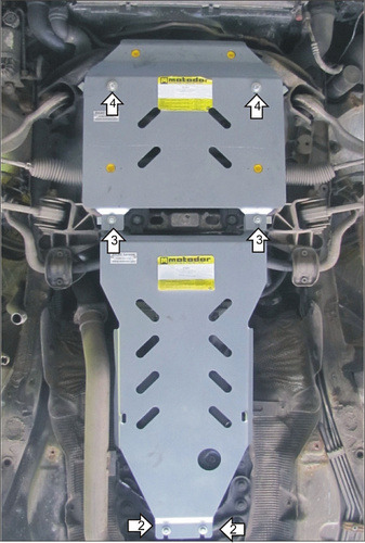 Защита алюминиевая Мотодор для картера, КПП, ГУР Mercedes-Benz S-Класс W220 S320 1999-2002