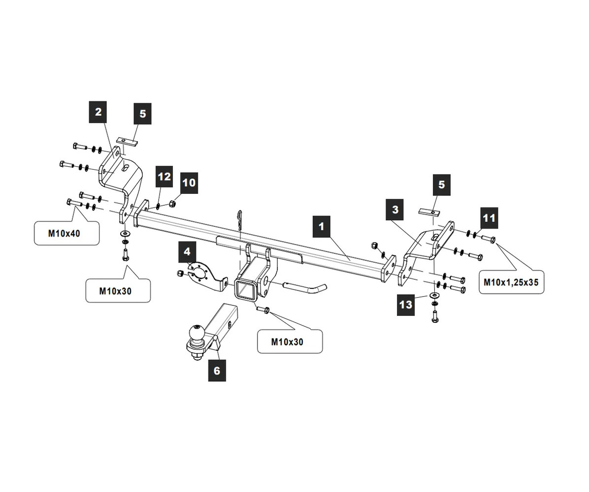 Быстросъёмный фаркоп TowRus для  Hyundai Creta (Mk.I/Mk.II) 2015-2022 /  Solaris HC (Mk.I) 2024- Шар Е