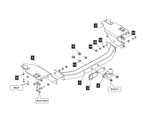Фаркоп Baltex для Toyota Land Cruiser Prado J150 (Mk.IV) 2009-2023 /  Toyota Land Cruiser Prado J120 (Mk.III) 2002-2009  Lexus GX 2003-2023 Тип шара F