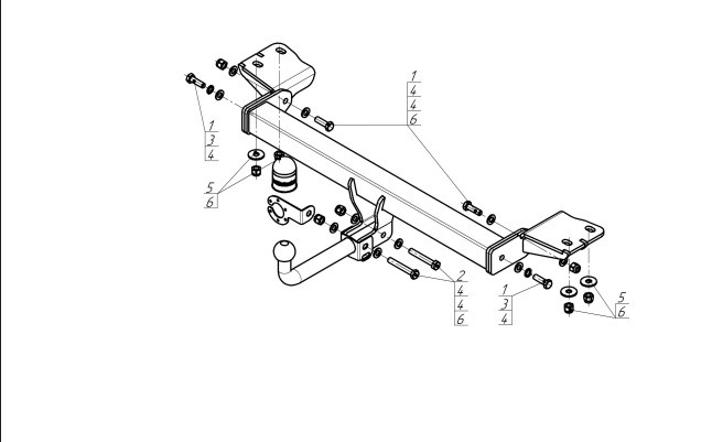 Фаркоп с оцинкованным крюком Motodor для Haval H7 (Mk.I) 2024- Шар А