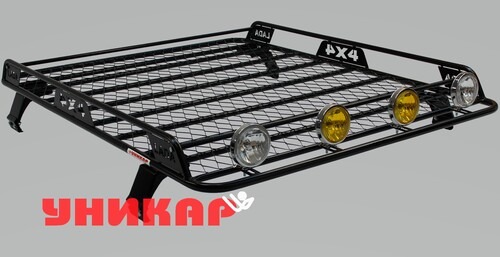 Багажник экспедиционный УНИКАР для ВАЗ 2121 с ограждением и сеткой на водостоки