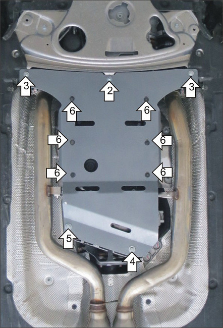 Защита алюминиевая Мотодор для картера двигателя, КПП BMW 5-серия F01/F02/F03/F04 2008-2022