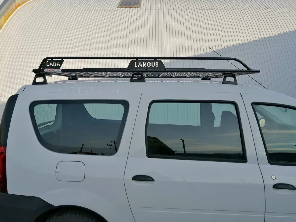 Багажник экспедиционный УНИКАР для Lada Largus с ограждением и сеткой в штатные места фото 2
