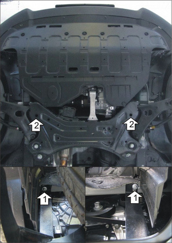 Защита алюминиевая Мотодор для картера, КПП Hyundai ix35 2010-2015