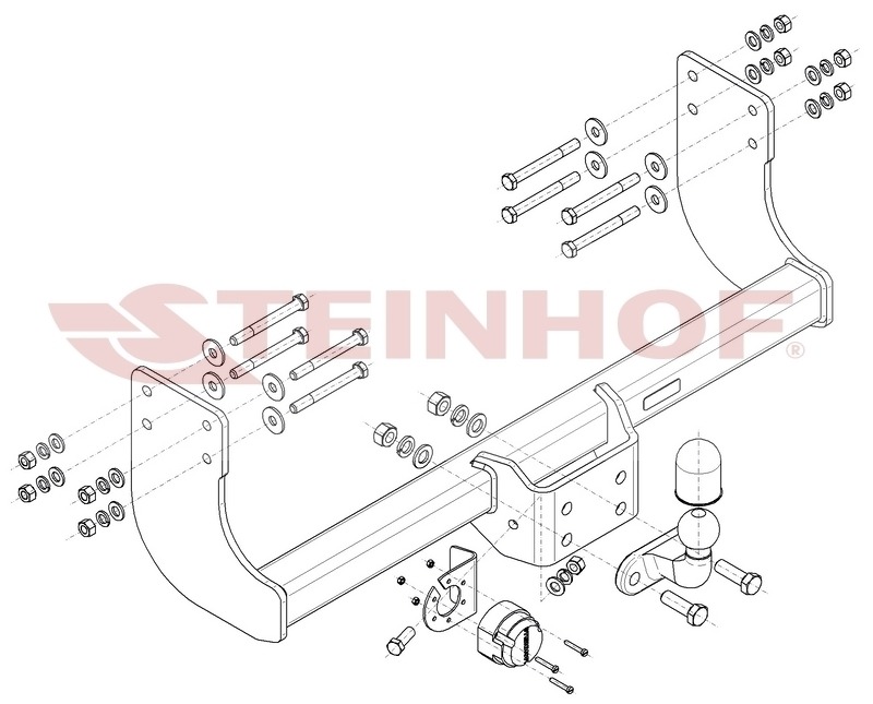Фаркоп Steinhof для Volkswagen Crafter(Mk.II) бортовой c одинарными колесами  L3-3640 мм и L4-4490 мм, передний привод 2016- Шар F