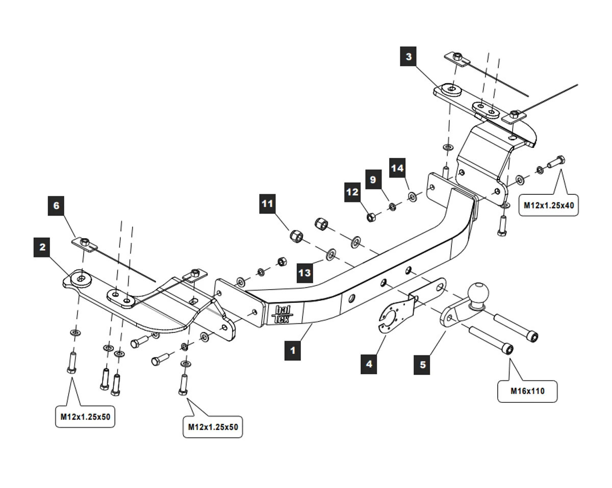 Фаркоп Baltex  с накладкой из нержавеющей стали для Toyota Land Cruiser 200 (Mk.XI) в комплектации Executive 2016-2017 Шар  F