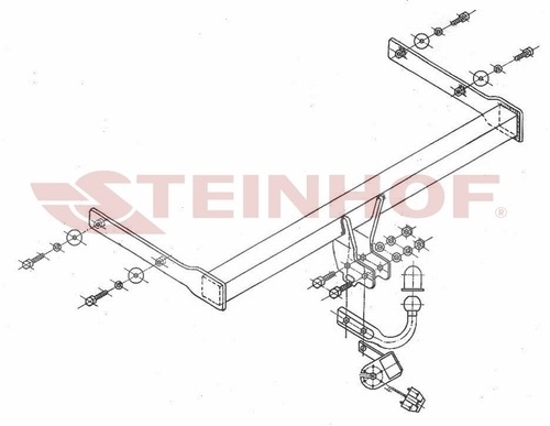 Фаркоп Steinhof для Volkswagen Golf (Mk.V хетчбек 3/5 дверей 2003-2008  / Golf (Mk.VI хетчбек 3/5 дверей 2008-2012 Шар А