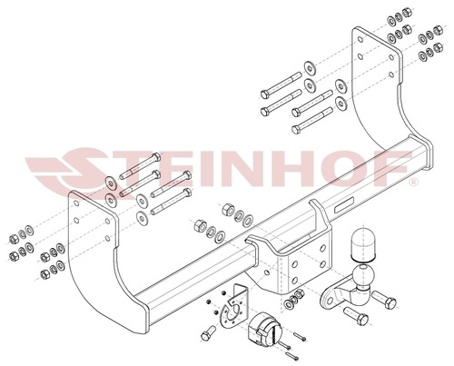 Фаркоп Steinhof для Volkswagen Crafter(Mk.II) бортовой c одинарными колесами L3-3640 мм и L4-4490 мм, передний привод 2016- Шар F