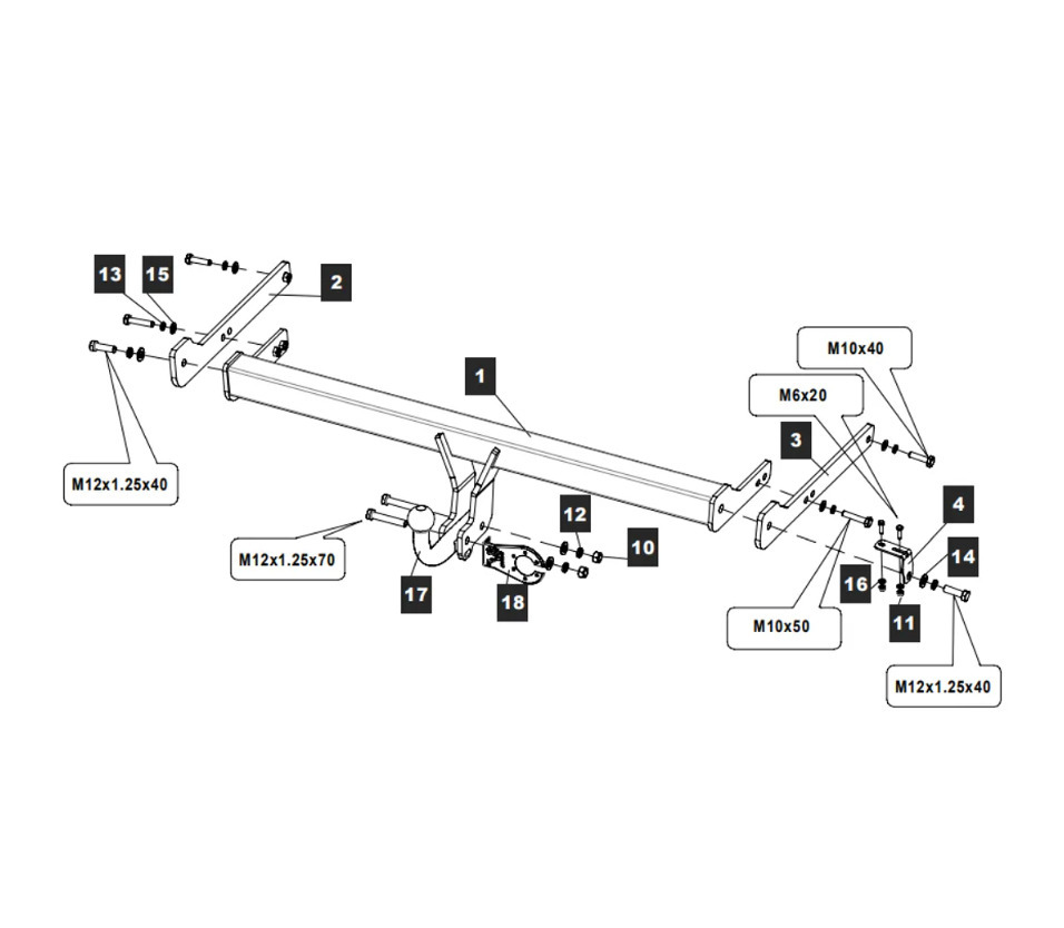 Фаркоп Baltex для Volkswagen Tiguan (Mk.II) 2017-2023/ Skoda Kodiaq (Mk.I,II) 2016-/ Volkswagen Tiguan X 2020-/ Volkswagen Tiguan L Pro 2024-/ Skoda Karoq 2018-/ Audi Q3 F3 (Mk.II) 2019-2025/ Jetta VS7 (Mk.I) 2020-/ SEAT Ateca 2016- шар А
