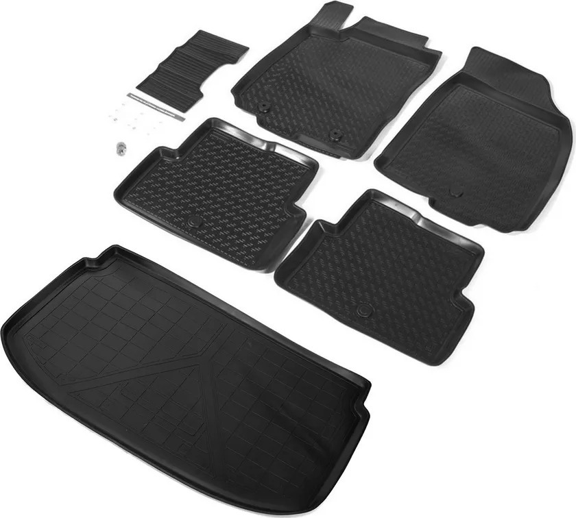 Комплект ковриков Rival для салона и багажника Chevrolet Aveo T300 хэтчбек 2011-2015