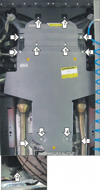 Защита алюминиевая Мотодор для картера и КПП Jaguar XF 2012-2022