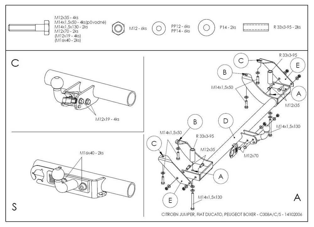 Фаркоп GALIA для FIAT Ducato Sollers, Citroen Jumper, FIAT Ducato II , Peugeot Boxer фургон, в т.ч. 4WD фото 2