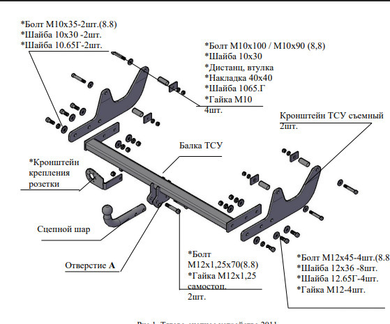 Быстросъёмный фаркоп Трейлер для Лада Ларгус 2012- Шар Е