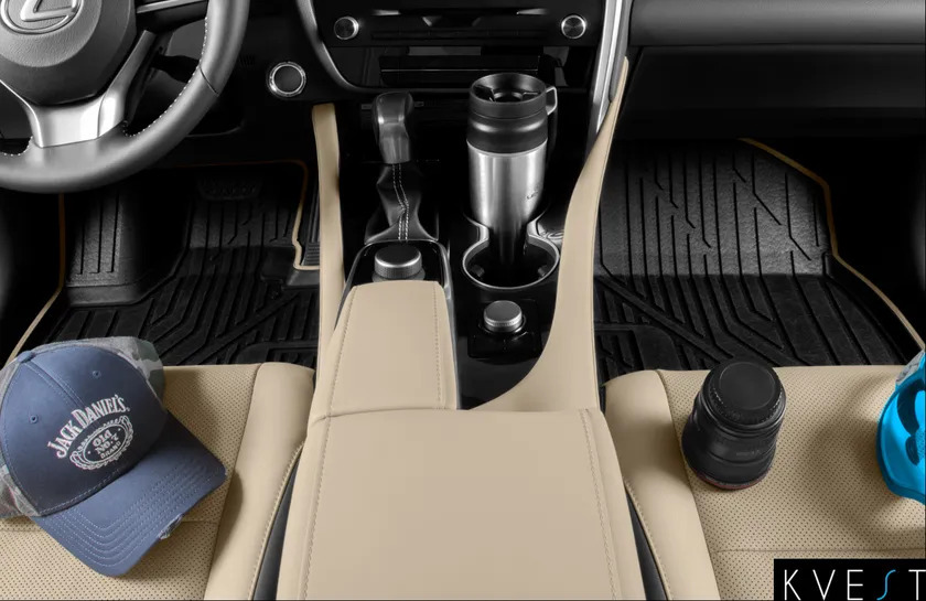 Коврики KVEST 3D для салона Lexus RX IV 2015-2022 Бежевый, серый кант фото 3