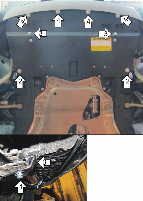 Защита алюминиевая Мотодор для радиатор BMW X5 E70 2010-2013