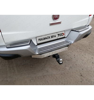 Быстросъёмный оцинкованный фаркоп ТСС для Fiat Fullback KT0T (Mk.I) 2016-2019 (только для а/м c задним бампером) с накладкой из нержавеющей стали с надписью Fullback Шар Е фото 2