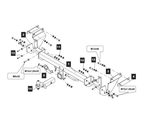 Быстросъёмный фаркоп  TowRus для Citroen Spacetourer 2016- / Citroen Jumpy 2017- /  Peugeot Traveller 2016- /  Peugeot Expert 2016- / Opel Zafira Life 2019- /  Opel Vivaro 2019- /  Toyota ProAce 2016- Шар Е с антистуком