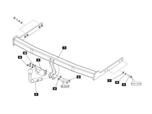 Фаркоп Baltex для Skoda Octavia A5 седан/универсал (Mk.II) 2004-2013/ Skoda Superb B6 седан/универсал (Mk.II) 2008-2015 шар А