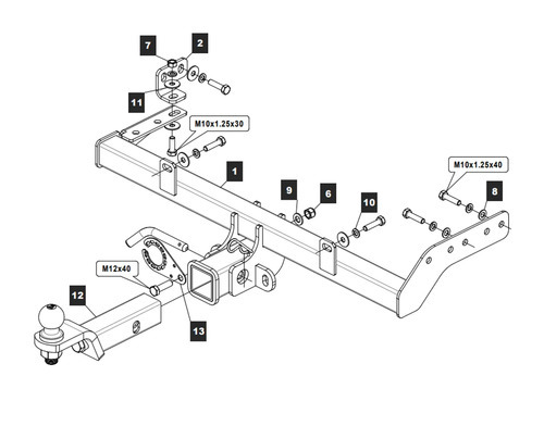 Быстросъёмный фаркоп  TowRus для  Lada Granta  2011- / Lada Kalina седан/универсал 2004-2018 / Datsun on-Do 2014-2020 Шар Е с антистуком