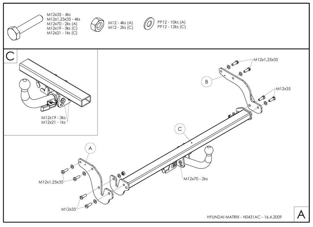 Фаркоп GALIA для Hyundai Matrix фото 2