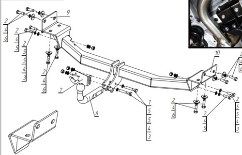 Фаркоп ТСС оцинкованный для Lexus RX200t AL20 (Mk.IV) 2015-2022 шар А