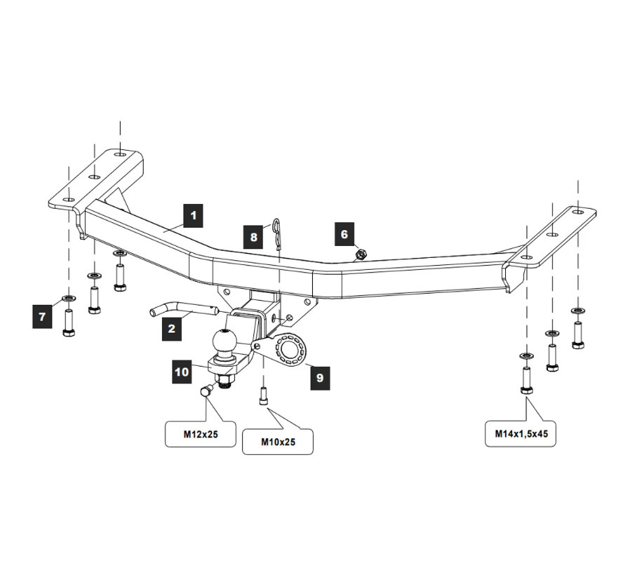 Фаркоп Baltex для Honda Pilot (Mk.III) 2016-2022/ Acura MDX YD3 (Mk.III) 2014-2021 шар Е