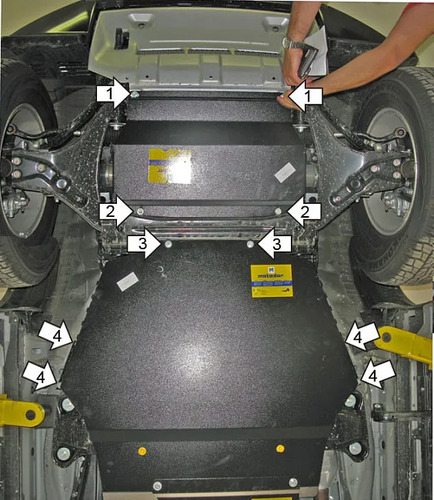 Защита алюминиевая Мотодор усиленная для картера и КПП Mitsubishi Pajero IV 2006-2022