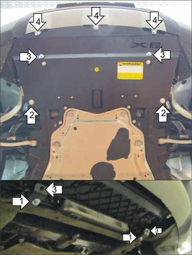 Защита алюминиевая Мотодор для радиатора BMW X6 E71 4WD 2008-2014