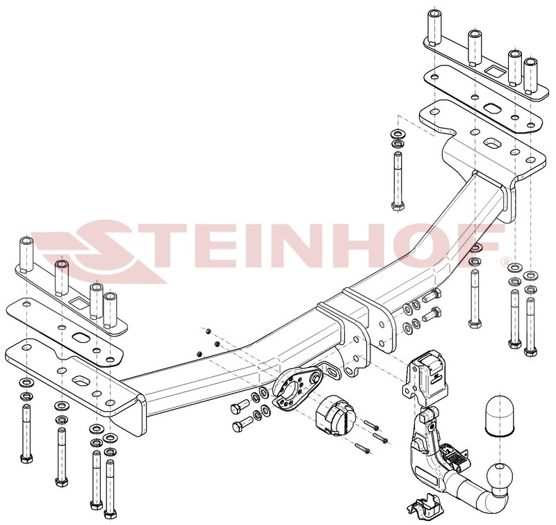 Фаркоп Steinhof для Land Rover Discovery Sport L550 (Mk.I) (с запасным колесом в багажнике) 2014-2019 шар V