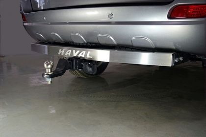 Быстросъёмный оцинкованный фаркоп ТСС с шаром из нержавеющей стали  Haval H5 2020-2021 с накладкой из нержавеющей стали с надписью Haval Шар Е фото 3