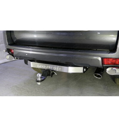 Быстросъёмный оцинкованный фаркоп ТСС для Toyota Land Cruiser Prado 150 (Mk.IV) 2009-2023 с накладкой из нержавеющей стали с надписью Land Cruiser Шар Е фото 4