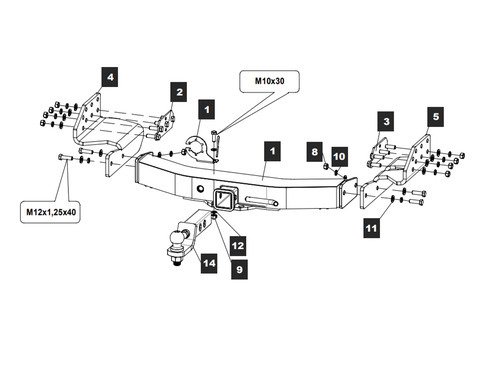 Быстросъёмный фаркоп с накладкой из нержавеющей стали TowRus для Mitsubishi Pajero Sport (Mk.II/Mk.III) 2008-2016 / 2016-2021, / 2021- Шар Е