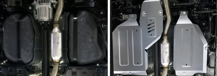 Защита алюминиевая Rival для топливного бака и редуктора Mitsubishi ASX 4WD 2010-2019 2019-2022 фото 3